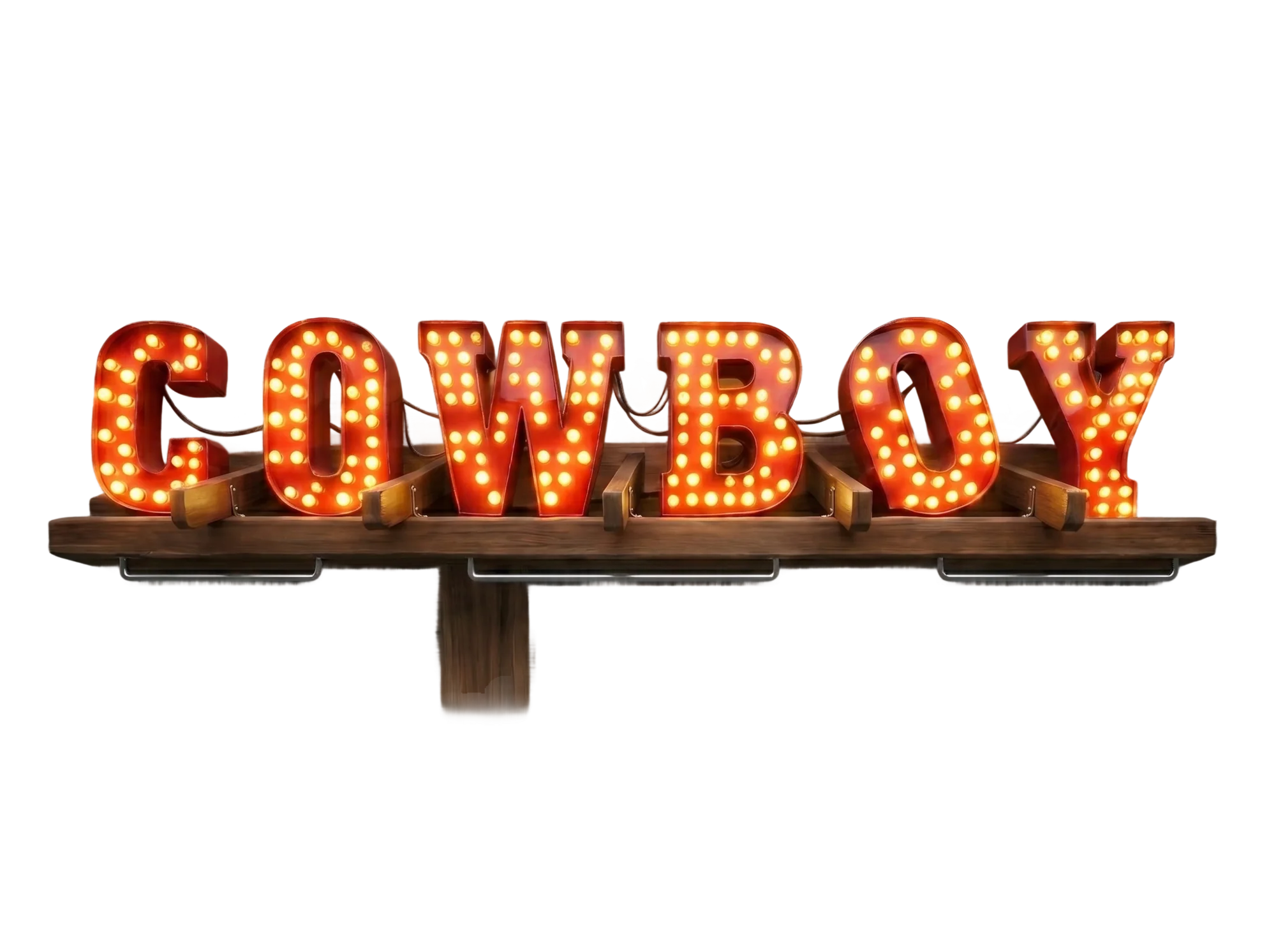 Cowboy marquee sign with spotlights