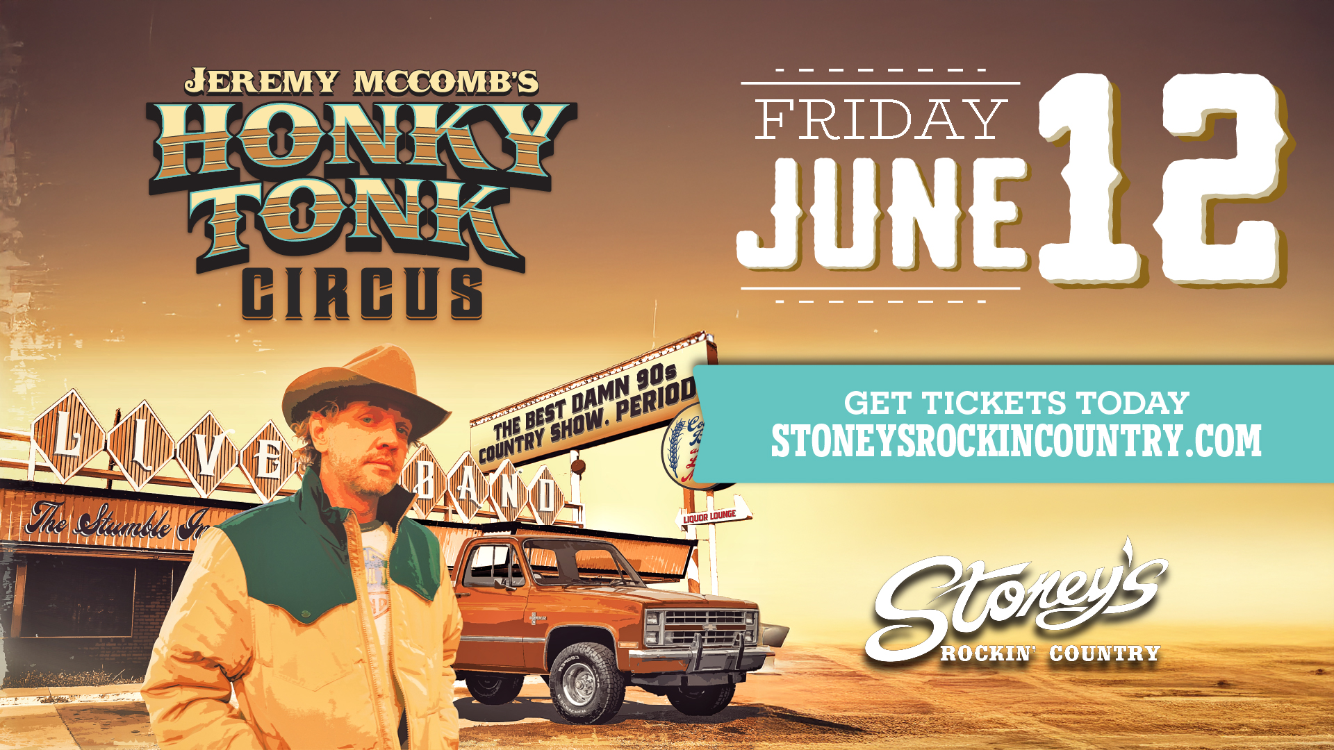 Jeremy McComb Honky-Tonk Circus Tour at Stoney’s Rockin’ Country Las Vegas 90s country concert